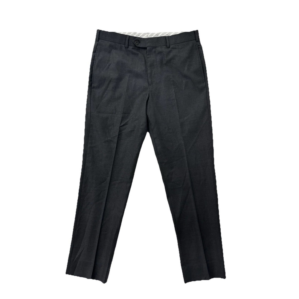 Brooks Brothers 1818 Regent Dress Pants Men's 34 Gray 100% Wool Flat Front 0473